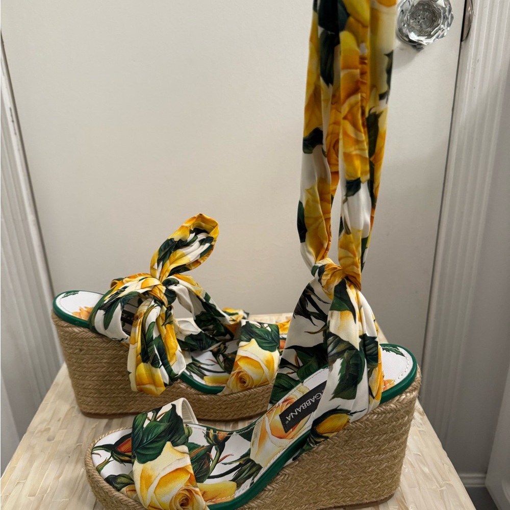 Dolce & Gabbana Printed Charmeuse Wedges
